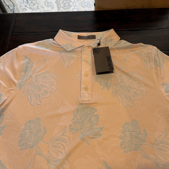 G/Fore Men's XL Stone Stamped Floral Tech Jersey Polo MSRP $120 - Picture 4 of 7